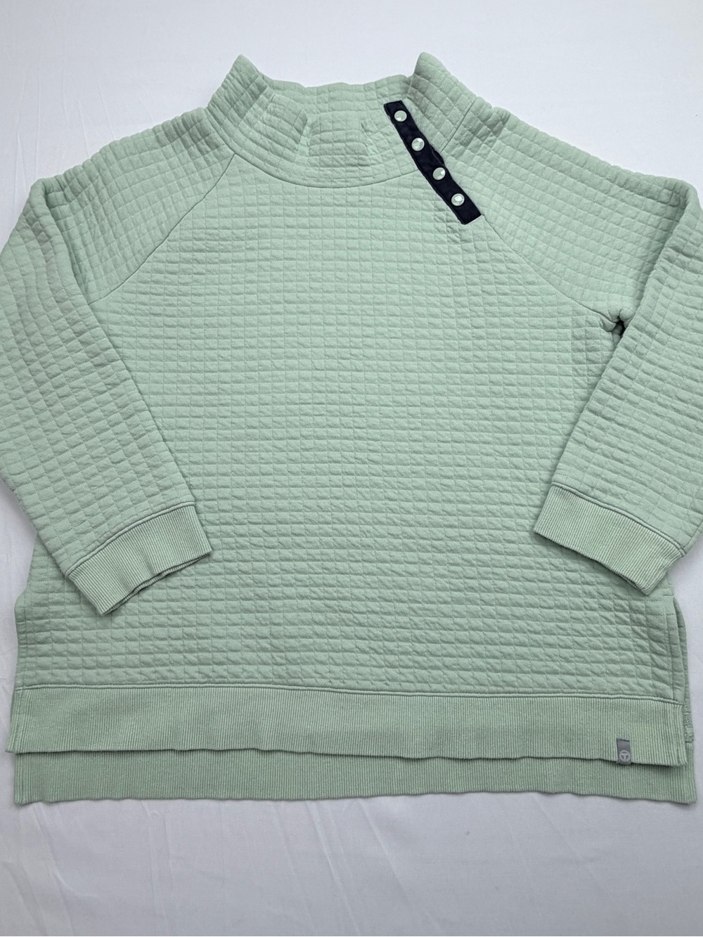 Talbots Mint Green Quilted Pull-Over with Button Placket